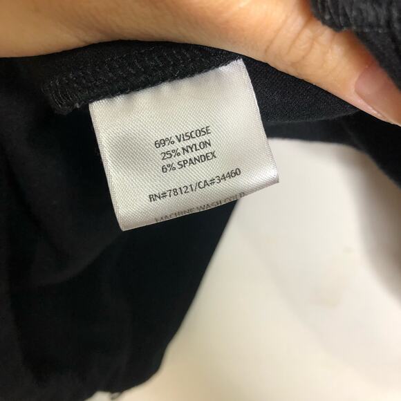 Eileen Fisher Jacket Sweatshirt Black Ponte Stretch Moto Diagonal Zip Coat Large - Picture 7 of 8